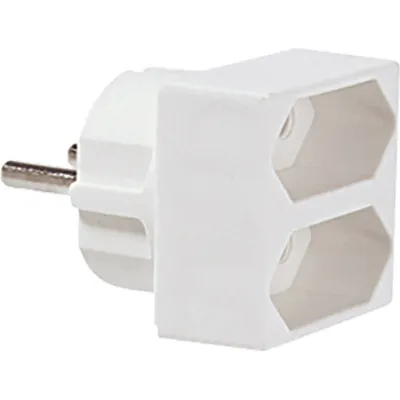 Bachmann Multistecker 921.271 | Euro-Doppelstecker 2-fach | 2,5A 250V | Steckdosenadapter | Weiß
