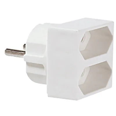 Bachmann Multistecker 921.271 | Euro-Doppelstecker 2-fach | 2,5A 250V | Steckdosenadapter | Weiß