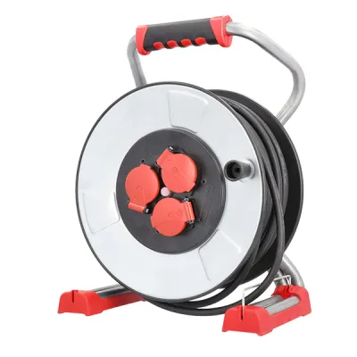 BACHMANN Profi-Kabeltrommel 399.195 IronCoat | 40m H07RN-F 3G1,5mm² | 3x Schuko IP44 | Stahlblech | Außen