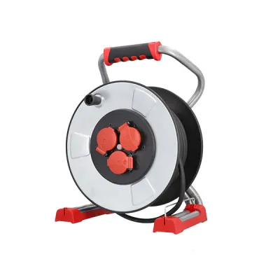 Bachmann Profi-Kabeltrommel 399.194 IronCoat | 25m H07RN-F 3G1,5mm² | 3x Schuko IP44 | Stahlblech | Thermoschutz