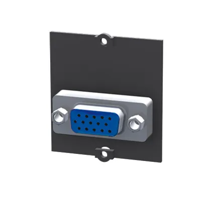 Bachmann Zentralplatte VGA 917.011 | 1x VGA 15-polig Buchse/Buchse | Unterputz Montage | schwarz | inkl. Schrauben