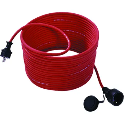 Bachmann Verlängerungskabel 343.373 | Schuko-Stecker 15m | H07RN-F 3G1,5mm² | Gummi | IP44 | Outdoor | Rot