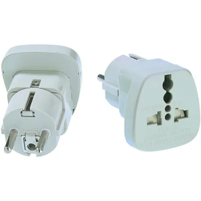 Bachmann Umwandlungsstecker Universal 921.000 | Schuko-Reisestecker | 2/3-polig | 10/16A | erhöhte Sicherheit | grau