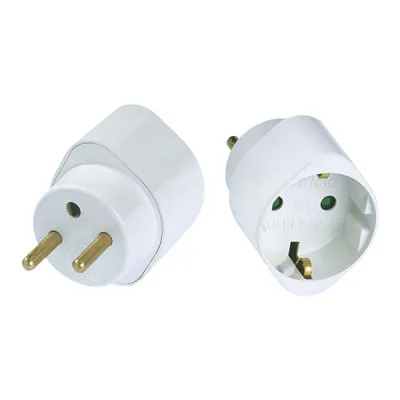 Bachmann Reisestecker 921.005 | Reiseadapter Frankreich, Belgien, Tschechien, Polen | 3-polig | 10/16A 250V | weiß