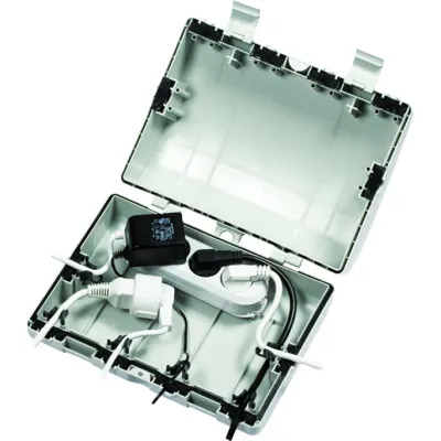 Bachmann Kabel-Safebox IP64 904.100 | Kabelschutzbox Außen | 6x Kabeldurchführung | abschließbar | 275x85 mm | hellgrau