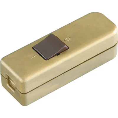 Bachmann Schnur-Zwischenschalter 924.050 | 1-polig | 6A 250V | Schraubklemmen | für Halogenleuchten | Gold/Braun