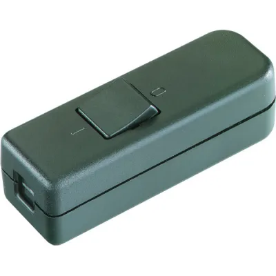 Bachmann Schnur-Zwischenschalter 924.047 Serie 8006 | Schnurschalter 1-polig | 250V 6A | Wippe | Zugentlastung | schwarz