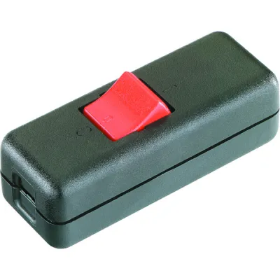 Bachmann Schnur-Zwischenschalter 924.051 Serie 8010 | 2-polig | Ausschalter | 10A 250V | Wippe | schwarz/rot