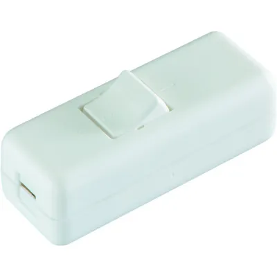 Bachmann Schnur-Zwischenschalter 924.052 | 2-polig Ausschalter | Serie 8010 | Wippe | Kunststoff matt | 10A 250V | weiß