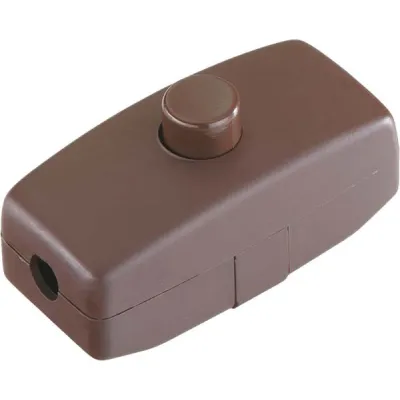 Bachmann Schnur-Zwischenschalter 924.034 | Schnurschalter 1-polig | Druckknopf | 250V 2A | Flachkabel 2x0,75mm² | Braun