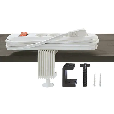 Bachmann Schraubhalterung 919.273 | Halterung für Smart Line Tischsteckdosen | Schraubmontage | Kunststoff | Weiß