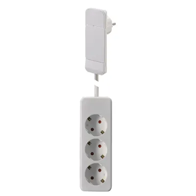 Bachmann Smart Plug Flachstecker 933.015 | 3-fach Tischsteckdosenleiste | Auswurfmechanik | 1,6m Kabel | Weiß