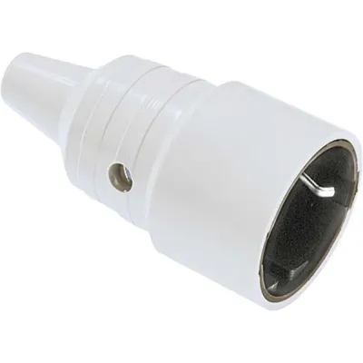 Bachmann Schuko-Kupplung 912.971 | Schutzkontaktkupplung | bruchfest | mit Knickschutztülle | Schraubklemme | grau