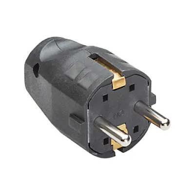 Bachmann Schuko-Montagestecker 910.100 | Schutzkontaktstecker | 10/16A 250V | Schraubklemme | IP20 | Schwarz