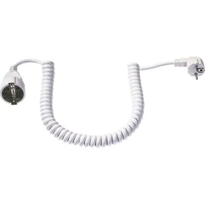 Bachmann Spiralleitung 672.280 | Schuko-Spiral-Verlängerungskabel | 2m | 3x1,5mm² | H05VV-F | abgewinkelter Stecker