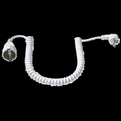 Bachmann Schuko-Spiralverlängerung 672.281 | Stromkabel 4m | H05VV-F 3G1,5mm² | abgewinkelter Stecker | weiß