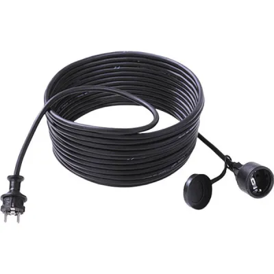 Bachmann Schuko-Verlängerung 343.171 | H07RN-F 3G1,5mm² | 10m Kabel | IP44 spritzwassergeschützt | Gummi | schwarz