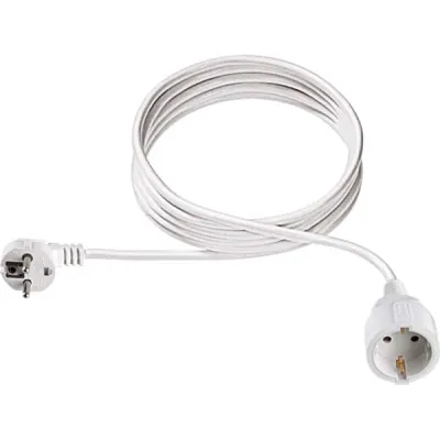 Bachmann Schuko-Verlängerungskabel 341.201S | 3m | H05VV-F 3G1,5 mm² | abgewinkelter Stecker | Berührungsschutz | weiß