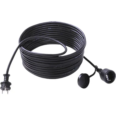 Bachmann Schuko-Verlängerung 343.170 | H07RN-F 3G1,5 mm² | 5m | IP44 | Gummi | spritzwassergeschützt | schwarz
