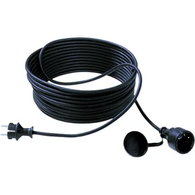 Bachmann Schuko-Verlängerung 343.179 | 10m Gummi-Kabel H05RR-F 3G1,5 mm² | IP44 | schwarz | 16A