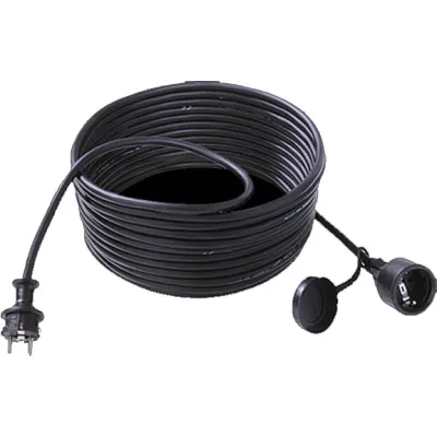 Bachmann Schuko-Verlängerung 343.177 | Stromkabel 25m | H05RR-F 3G1,5 mm² | Gummi | IP44 | 16A | schwarz