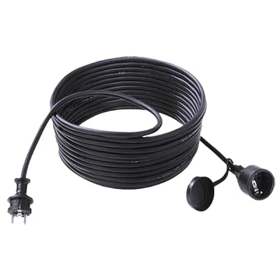 Bachmann Schuko-Verlängerung 343.177 | Stromkabel 25m | H05RR-F 3G1,5 mm² | Gummi | IP44 | 16A | schwarz