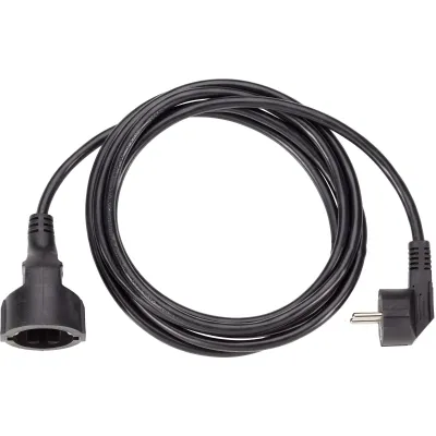 Bachmann Schuko-Verlängerung 10m | Verlängerungskabel H05VV-F 3G1,5mm² | abgewinkelter Stecker | schwarz