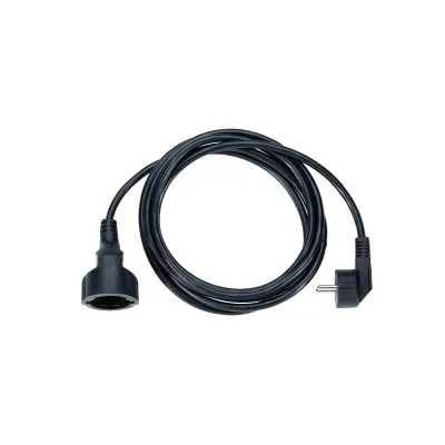 Bachmann Schuko-Verlängerung 10m | Verlängerungskabel H05VV-F 3G1,5mm² | abgewinkelter Stecker | schwarz