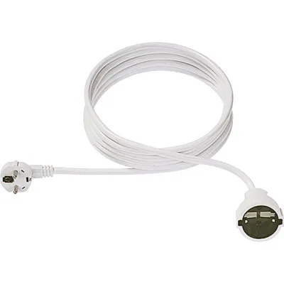 Bachmann Schuko-Verlängerung 341.288 | Verlängerungskabel 7,5m | H05VV-F 3G1,5mm² | abgewinkelter Stecker | PVC weiß