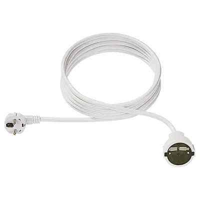 Bachmann Schuko-Verlängerung 341.288 | Verlängerungskabel 7,5m | H05VV-F 3G1,5mm² | abgewinkelter Stecker | PVC weiß
