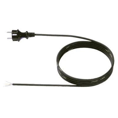 Bachmann Schutzkontakt-Anschlussleitung 5m | Schuko-Stecker auf Aderendhülsen | H05RR-F 3G0,75mm² | schwarz
