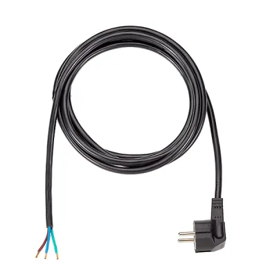 Bachmann Schutzkontakt-Anschlussleitung 5m | Schuko-Winkelstecker auf Aderendhülsen | schwarz | 16A 250V
