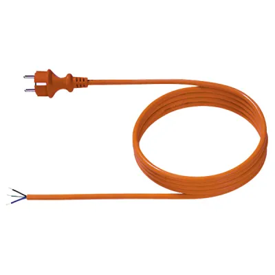 Bachmann Schuko Zuleitung 327.875 | H07BQ-F 3G1,5 mm² | Netzanschlussleitung 3m | PUR Gummi | Aderendhülsen | Orange