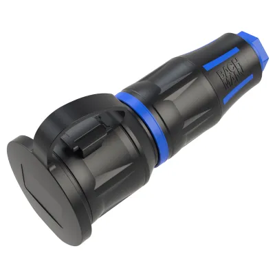 Bachmann Schutzkontaktkupplung Profi BM0017349 CEE 7/3 | IP54 | gummiert | 16A 250V | Schraubklemme | schwarz-blau