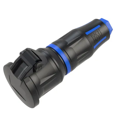 Bachmann Schutzkontaktkupplung BM0017351 | CEE 7/3 | IP54 | LED | gummiert | 16A | schwarz/blau