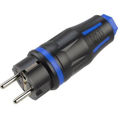 Bachmann Schutzkontaktstecker Profi-CEE7/7 BM0017347 | IP54 | gummiert | 16A 250V | schwarz/blau