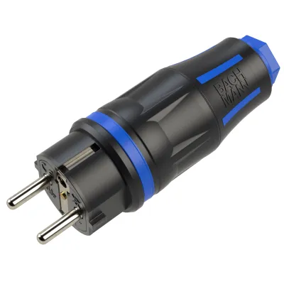 Bachmann Schutzkontaktstecker Profi-CEE7/7 BM0017347 | IP54 | gummiert | 16A 250V | schwarz/blau