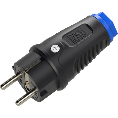Bachmann Schutzkontaktstecker Vollgummi BM0017344 | IP54 | 16A 250V | Schraubklemme | schwarz