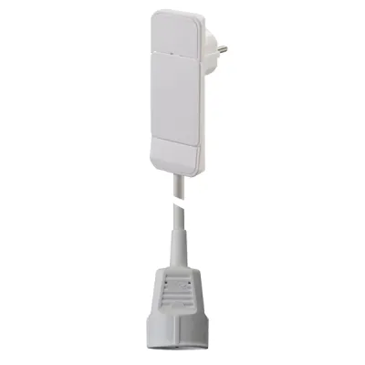 Bachmann Smart Plug Flachstecker 933.011 | Schutzkontaktstecker mit Auswurfmechanik | 3m Leitung | Kinderschutz | Weiß