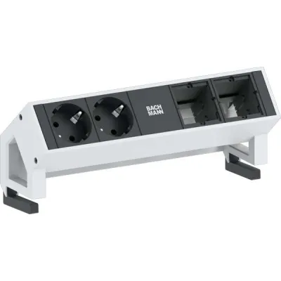 Bachmann Steckdosenleiste DESK2 902.411 | 2x Schuko | 2x Modul | Edelstahl Inox | 0,2m Zuleitung
