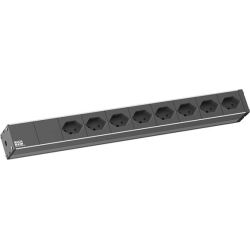 Bachmann Steckdosenleiste 19" 1HE 8xCH T13 90° 2,0m CH T12 sw