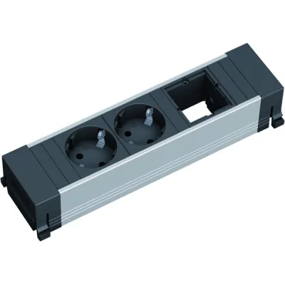 Bachmann Steckdosenleiste Power Frame 916.000 | 2x Schuko | 1x Modulabdeckung | Aluminium | GST18 Anschluss | Schwarz