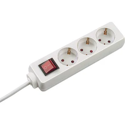 Bachmann Steckdosenleiste 3-fach 384.272S | Tischsteckdose mit Schalter | 1,5m Kabel | Schutzkontakt | Weiß | Kunststoff