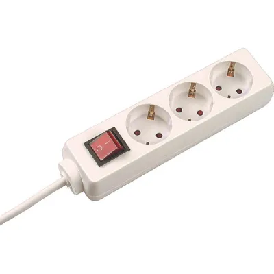 Bachmann Steckdosenleiste 3-fach 384.272S | Tischsteckdose mit Schalter | 1,5m Kabel | Schutzkontakt | Weiß | Kunststoff