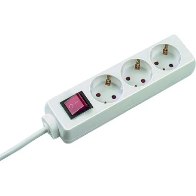 Bachmann Steckdosenleiste 3-fach 384.272S | Tischsteckdose mit Schalter | 1,5m Kabel | Schutzkontakt | Weiß | Kunststoff