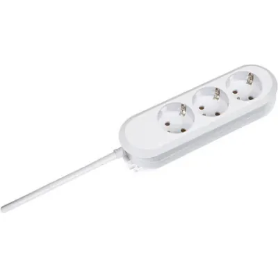 Bachmann Steckdosenleiste 3-fach 387.270S | Schuko | 1,5m Kabel | Winkelstecker 45° gedreht | IP20 | Weiß