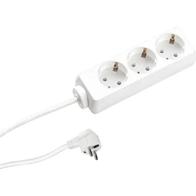 Bachmann Steckdosenleiste 3-fach 387.270S | Schuko | 1,5m Kabel | Winkelstecker 45° gedreht | IP20 | Weiß