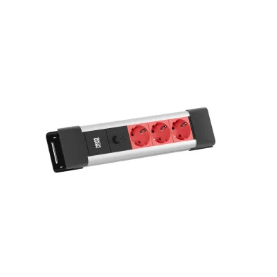 BACHMANN Steckdosenleiste BM005928 | 3-fach Schuko | IEC C14 Stecker | 2m Kabel | Feinsicherung | IP20 | Kunststoff grau