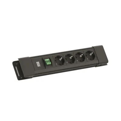 BACHMANN Steckdosenleiste BM005913 CONNECTUS | 4-fach Schuko | Schalter | 2m Kabel | Kunststoff schwarz
