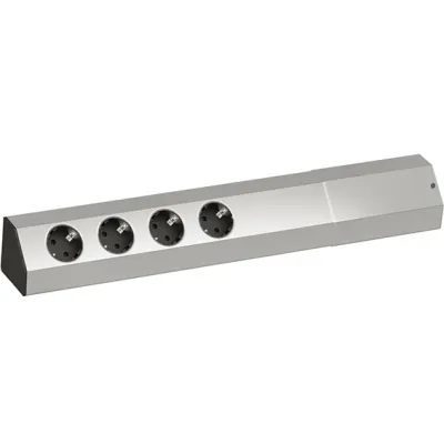 Bachmann CASIA 923.006 Steckdosenleiste | 4x Schuko | 2m Kabel | Kinderschutz | Aluminium-Optik | schwarz
